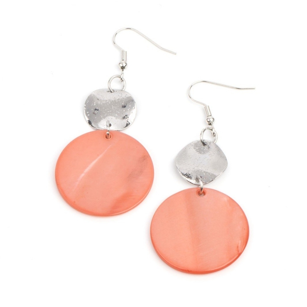 Paparazzi Silver Orange Modern Earring Burnt Coral Danity Fashion Opulently OASI